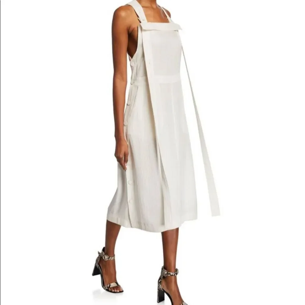 Rag & Bone Adrian Midi Dress‎ Womens XS Antique White Square-Neck Side-Button